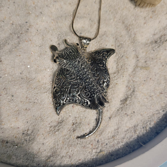 Sterling Large Manta Ray Necklace