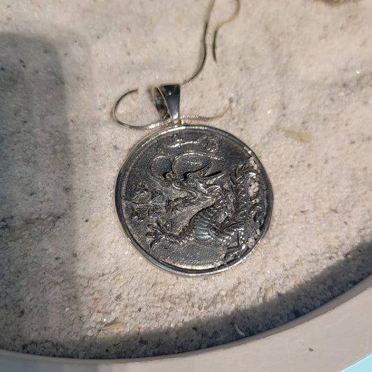 Sterling Chinese Dragon Medallion Necklace