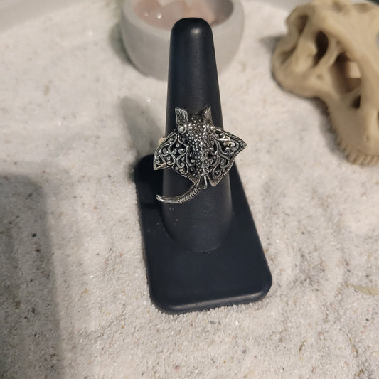 Sterling Small Manta Ray Ring sz Adjustable
