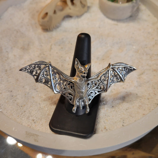 Sterling Large Bat Ring sz Adjustable