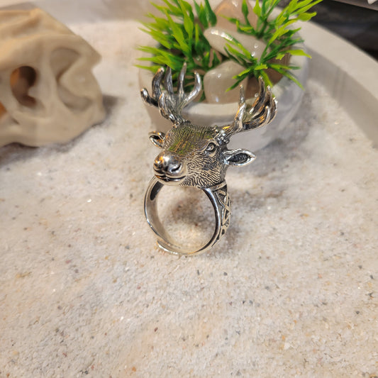 Sterling Deer Ring sz Adjustable