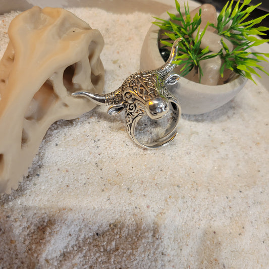 Sterling Bull Ring sz Adjustable
