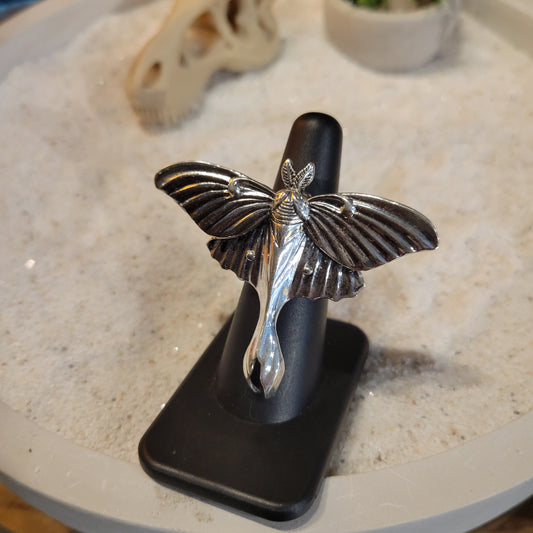 Sterling Lunar Moth Ring sz Adjustable