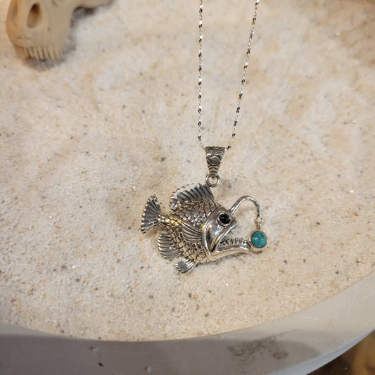 Sterling Agler Fish Turquoise Necklace