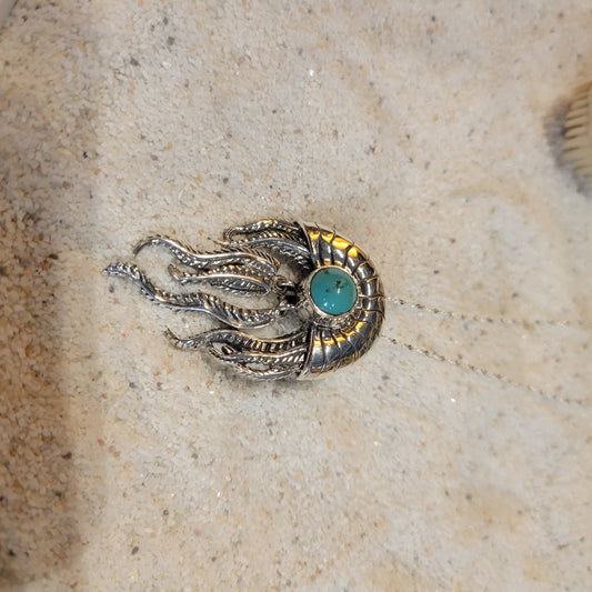 Sterling Ammonite Turquoise Necklace