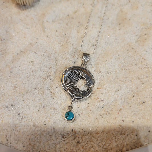 Sterling Wave Turquoise Necklace