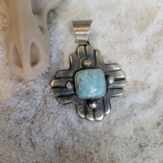 Sterling Larimar Cross Pendant