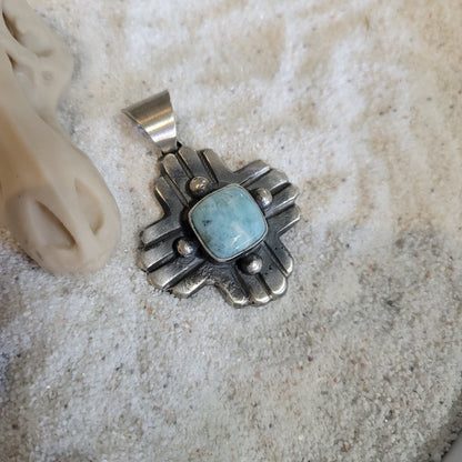 Sterling Larimar Cross Pendant
