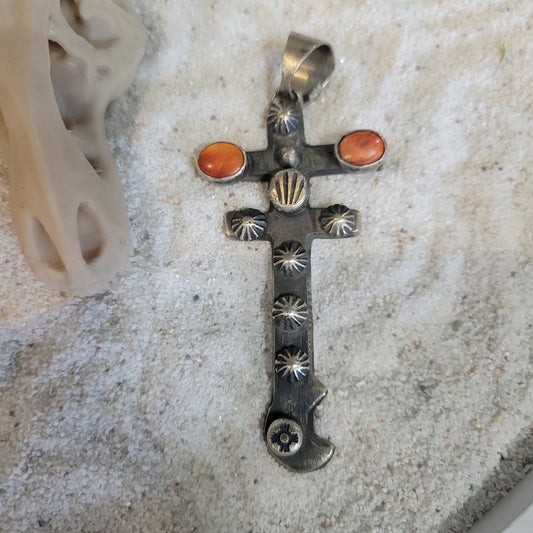 Sterling Double cross Spiny Oyster Pendant