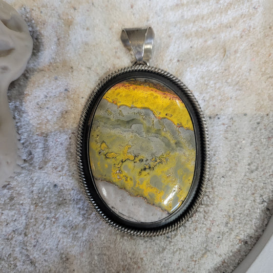 Sterling Bumble Bee Jasper Pendant