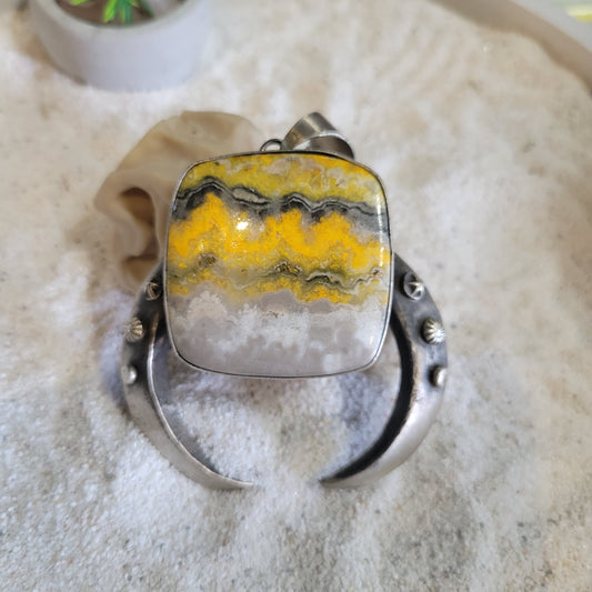Sterling Bumble Bee Jasper Pendant