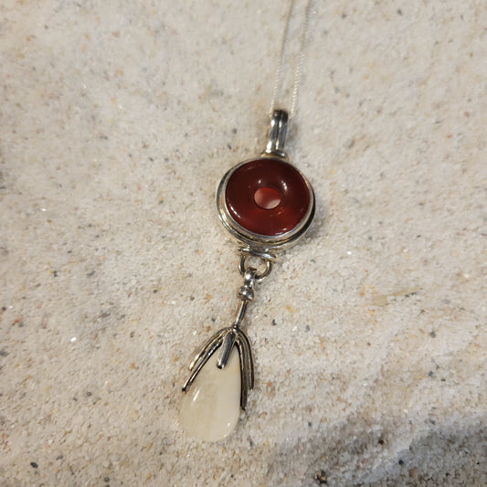 Sterling Carnelian and Fossil Ivory Necklace