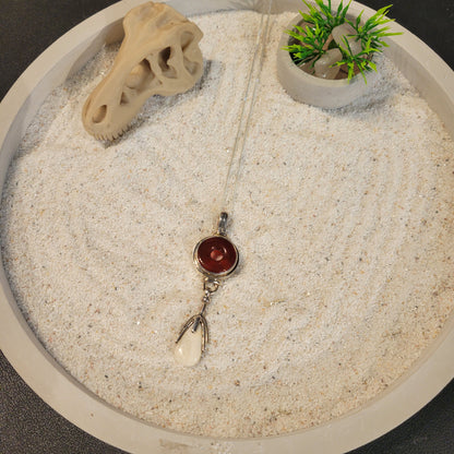 Sterling Carnelian and Fossil Ivory Necklace