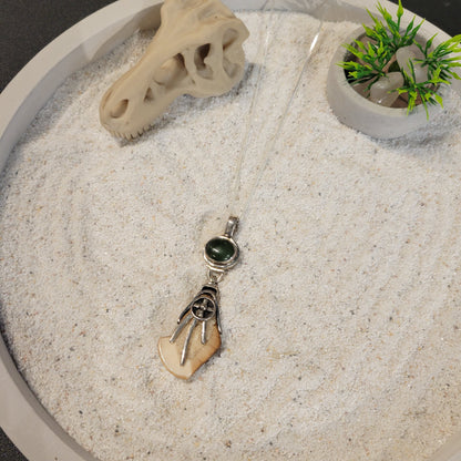 Sterling Nephrite Jade and Fossil Ivory Necklace