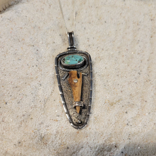 Sterling Turquoise and Fossil Ivory Necklace