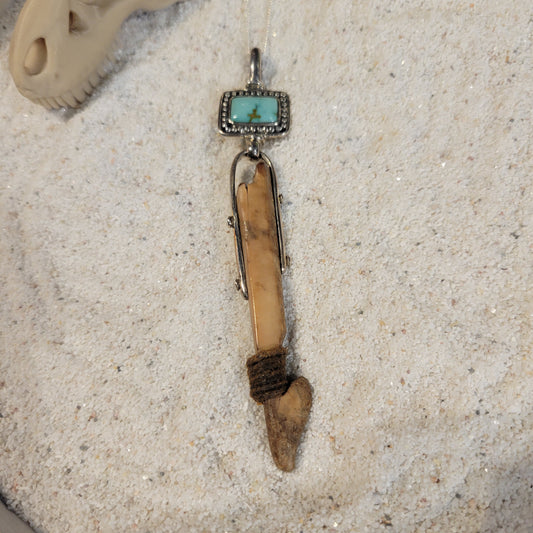 Sterling Turquoise and Fossil Ivory Necklace