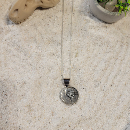 Sterling Alien Coin Necklace