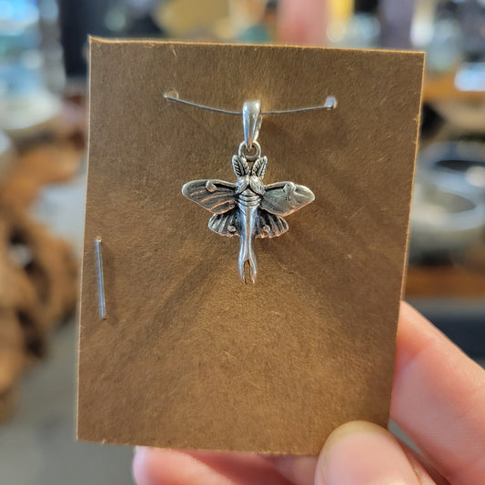 Sterling Small Lunar Moth Necklace