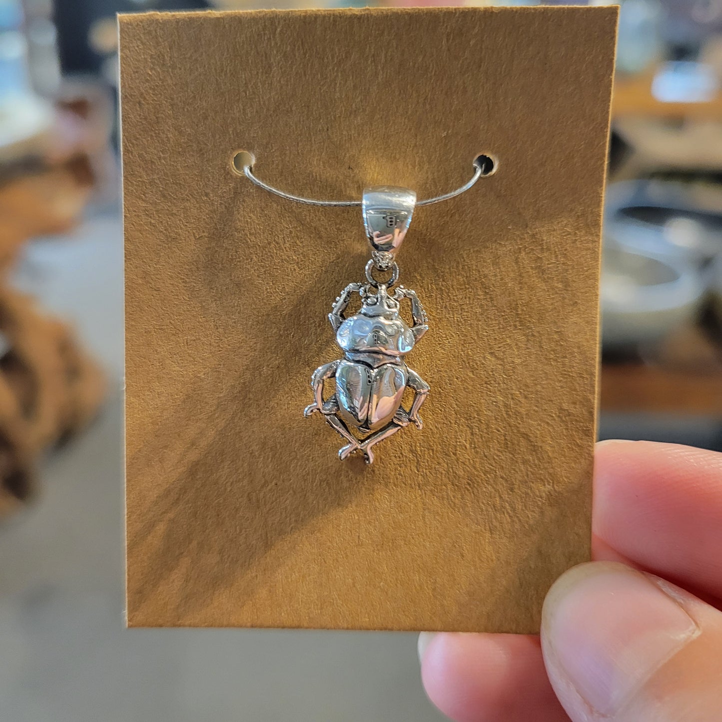 Sterling Small Beetle Necklace