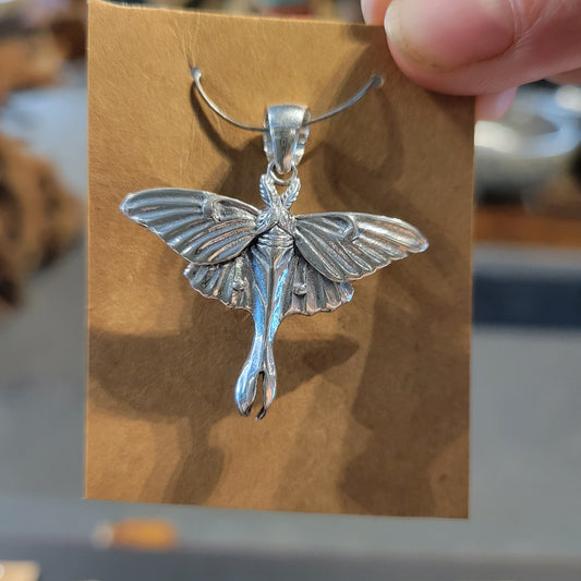 Sterling Lunar Moth Necklace