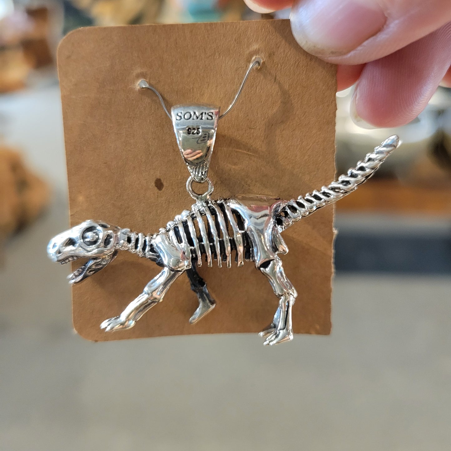 Sterling Dinosaur Skeleton Necklace