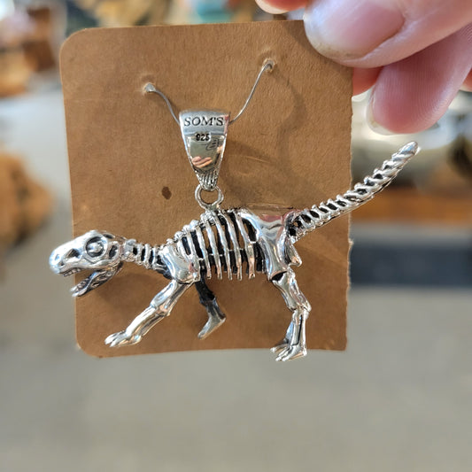 Sterling Dinosaur Skeleton Necklace