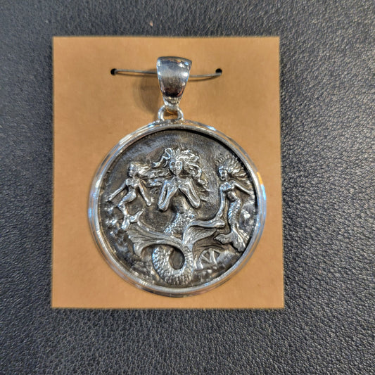 Sterling Mermaids Medallion Necklace