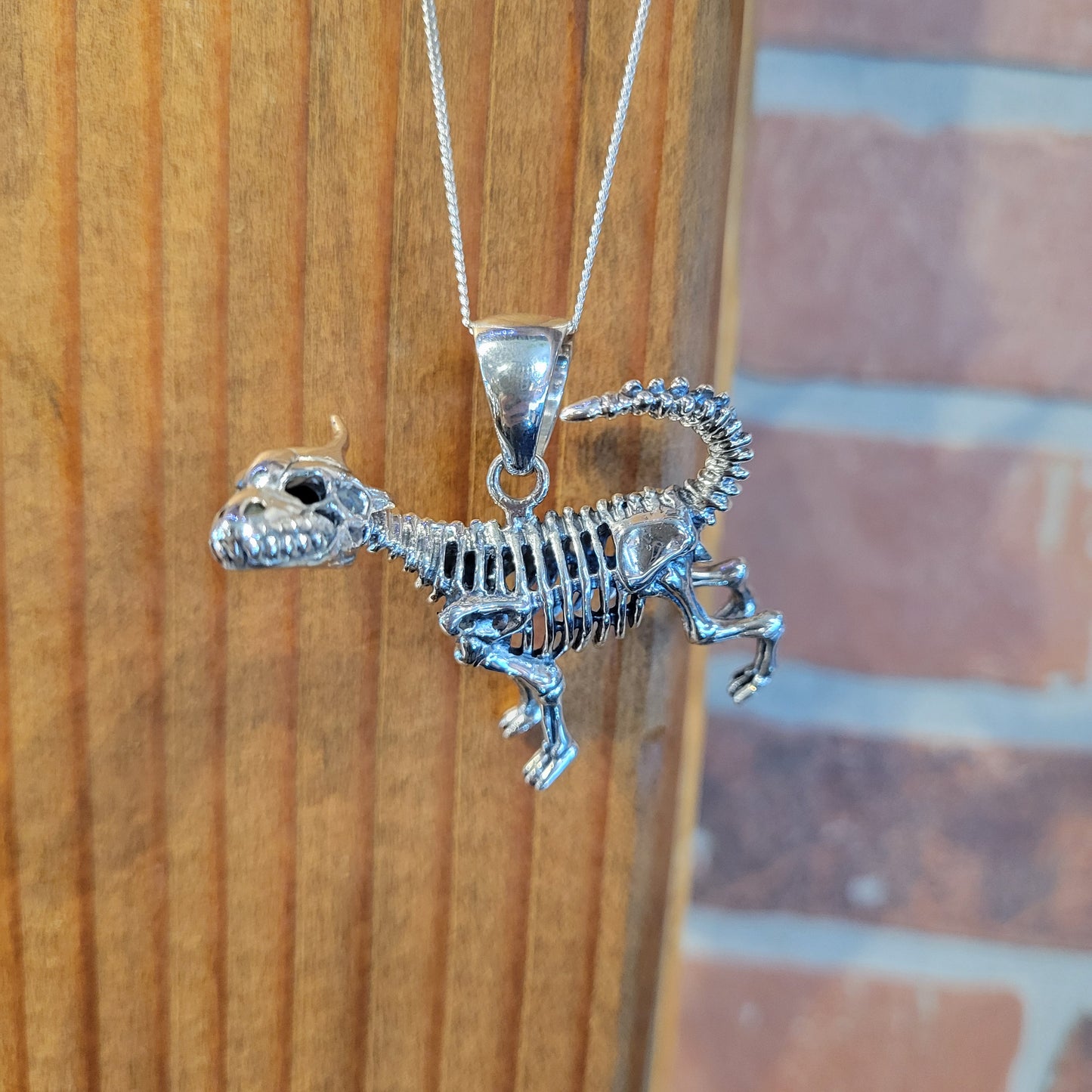 Sterling Dinosaur Skeleton Necklace
