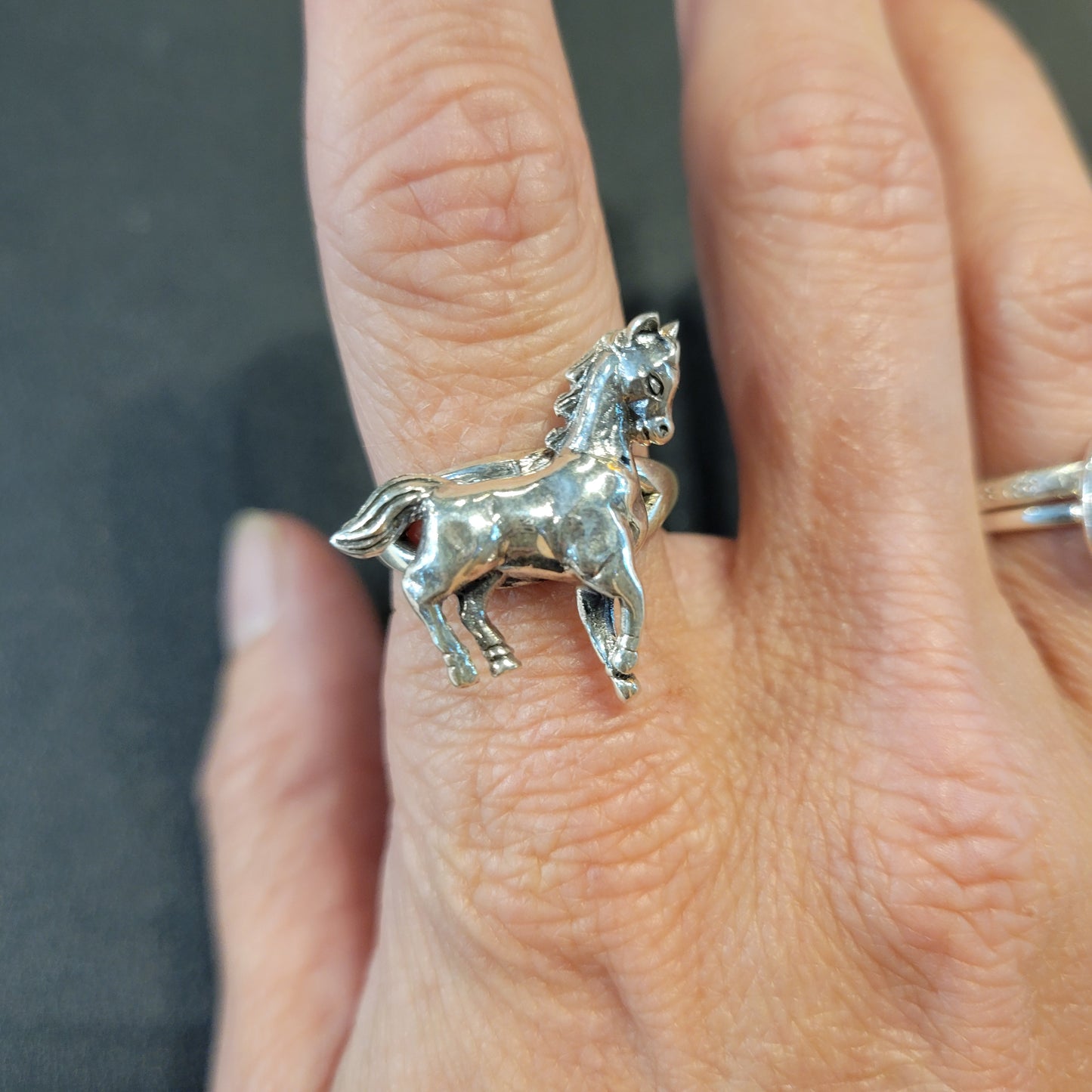 Sterling Small Horse Ring size adjustable