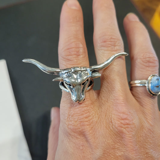 Sterling Longhorn Ring size adjustable
