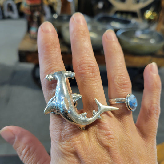 Sterling Hammerhead Shark Ring size adjustable