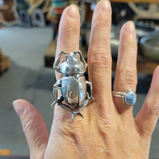 Sterling Beetle Ring size adjustable